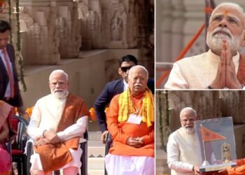 అంగరంగ వైభవంగా అయోధ్యలో ధ్వజారోహణం… కాషాయ పతాకాన్ని ఎగురవేసిన ప్రధాని మోదీ