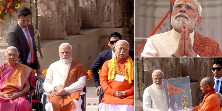 అంగరంగ వైభవంగా అయోధ్యలో ధ్వజారోహణం… కాషాయ పతాకాన్ని ఎగురవేసిన ప్రధాని మోదీ