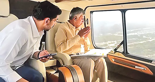 పండుగ ప్రయాణంలోనూ అభివృద్ధి పై దృష్టి… హెలికాప్టర్‌ లో సూర్యలంకపై సీఎం సమీక్ష