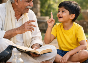 కాకి కథ చెప్పిన తాతకి… లాజిక్ చెప్పిన మనవడు!