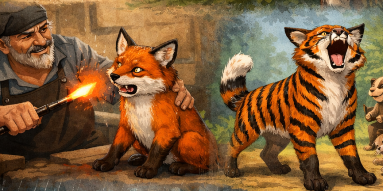 పులి కావాలనుకున్న నక్క… చివరికి నవ్వులపాలు