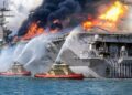 అమెరికా యుద్ధ నౌకలో అగ్నిప్రమాదం… వందలాది సైనికులు అస్వస్థత