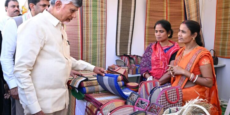 డ్వాక్రా మహిళల స్టాల్స్‌ను సందర్శించిన సీఎం చంద్రబాబు
