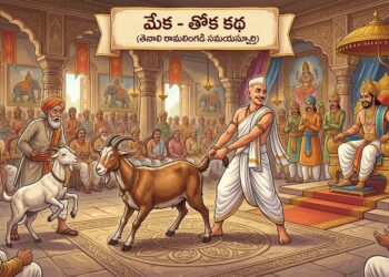 మేక - తోక కథ (తెనాలి రామలింగడి సమయస్ఫూర్తి) ఒకసారి శ్రీకృష్ణదేవరాయల ఆస్థానానికి ఒక పండితుడు వచ్చి, తన దగ్గర ఒక వింత మేక ఉందని, దానిని ఎవరూ ఓడించలేరని సవాలు విసిరాడు. రామలింగడు ముందుకు వచ్చి, "నేను మీ మేకను ఓడిస్తాను" అని చెప్పాడు. మరుసటి రోజు రామలింగడు ఒక మేకను తీసుకొచ్చి, దాని తోకను గట్టిగా పట్టుకున్నాడు. పండితుడి మేక ఎంత ప్రయత్నించినా, రామలింగడి మేక కదలలేదు. రామలింగడు తన మేక తోకను వదిలేసరికి అది ఒక్కసారిగా పరుగెత్తింది. పండితుడు ఆశ్చర్యపోయాడు. అప్పుడు రామలింగడు, "పండితులారా! విద్య అనేది తోక లాంటిది, పట్టు ఉండాలి కానీ అతిగా లాగకూడదు" అని చమత్కరించాడు. రాయలవారు రామలింగడి తెలివికి ముగ్ధులయ్యారు.