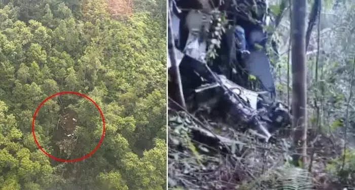 దట్టమైన అడవిలో కూలిన హెలికాప్టర్: