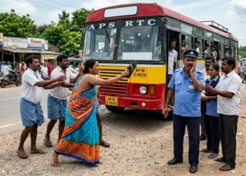 బస్సు ఆపలేదని ఆర్టీసీ డ్రైవర్‌పై మహిళ దాడి