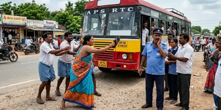 బస్సు ఆపలేదని ఆర్టీసీ డ్రైవర్‌పై మహిళ దాడి