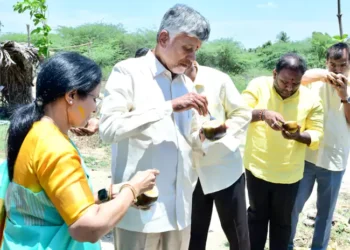 రోడ్డు పక్కన ఆగి తాటి ముంజలు తిన్న సీఎం చంద్రబాబు దంపతులు