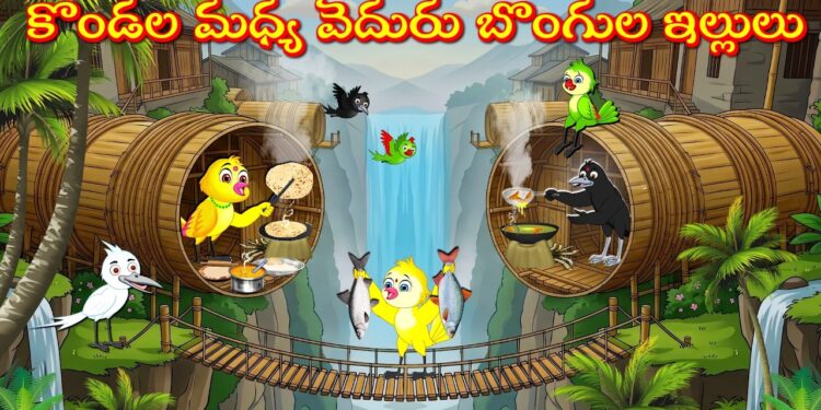 కొండల మధ్య వెదురుబొంగుల ఇల్లులు