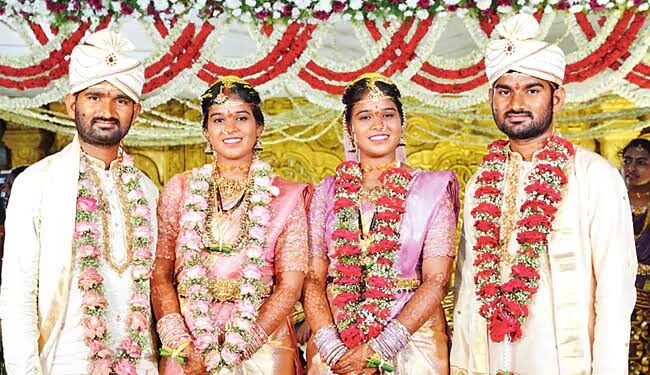 నిర్మల్‌లో క్వాడ్రప్లెట్ వెడ్డింగ్‌లు.. ఒకే వేదికపై రెండు జంటల వివాహాలు