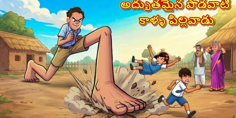 అద్భుతమైన పొడవాటి కాళ్ళ పిల్లవాడు