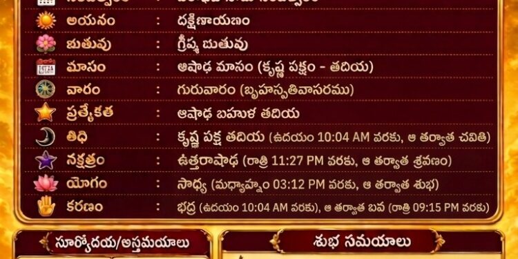 పంచాంగం: 2 జులై 2026 (గురువారం)