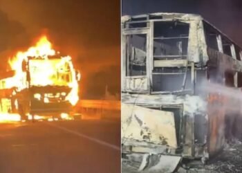 బస్సులో మంటలు.. వెంటనే ప్రయాణికులను దించేసిన కండక్టర్‌