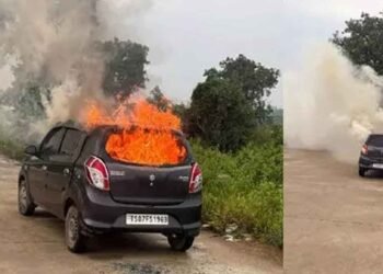 కారులో చెలరేగిన మంటలు.. వ్యక్తి సజీవదహనం