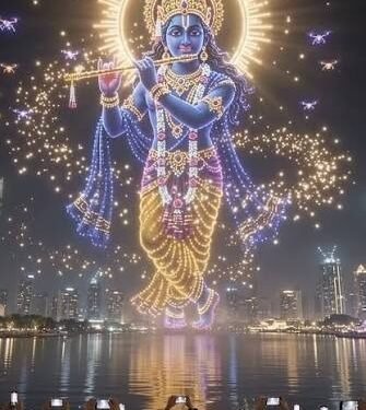 500 డ్రోన్లు.. 15 నిమిషాల అద్భుత ప్రదర్శన.. మథురలో కనువిందు చేసిన కృష్ణలీలలు