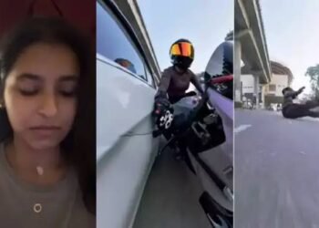 మహిళా బైకర్‌ను కారుతో ఢీకొట్టిన ఘటన.. నిందితుడి అరెస్టు